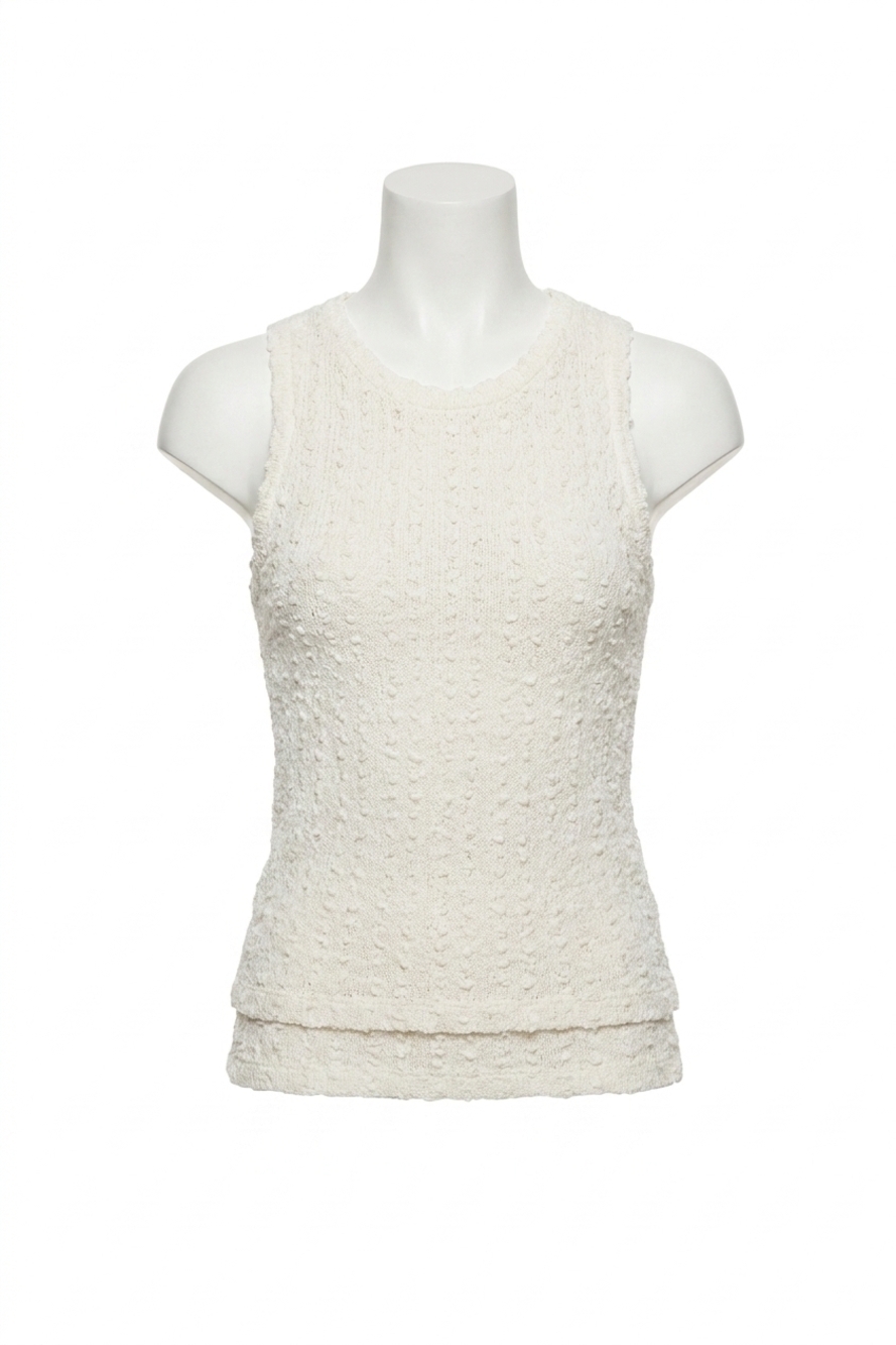 NEW ENZA COSTA puckered sheath tank in vanilla